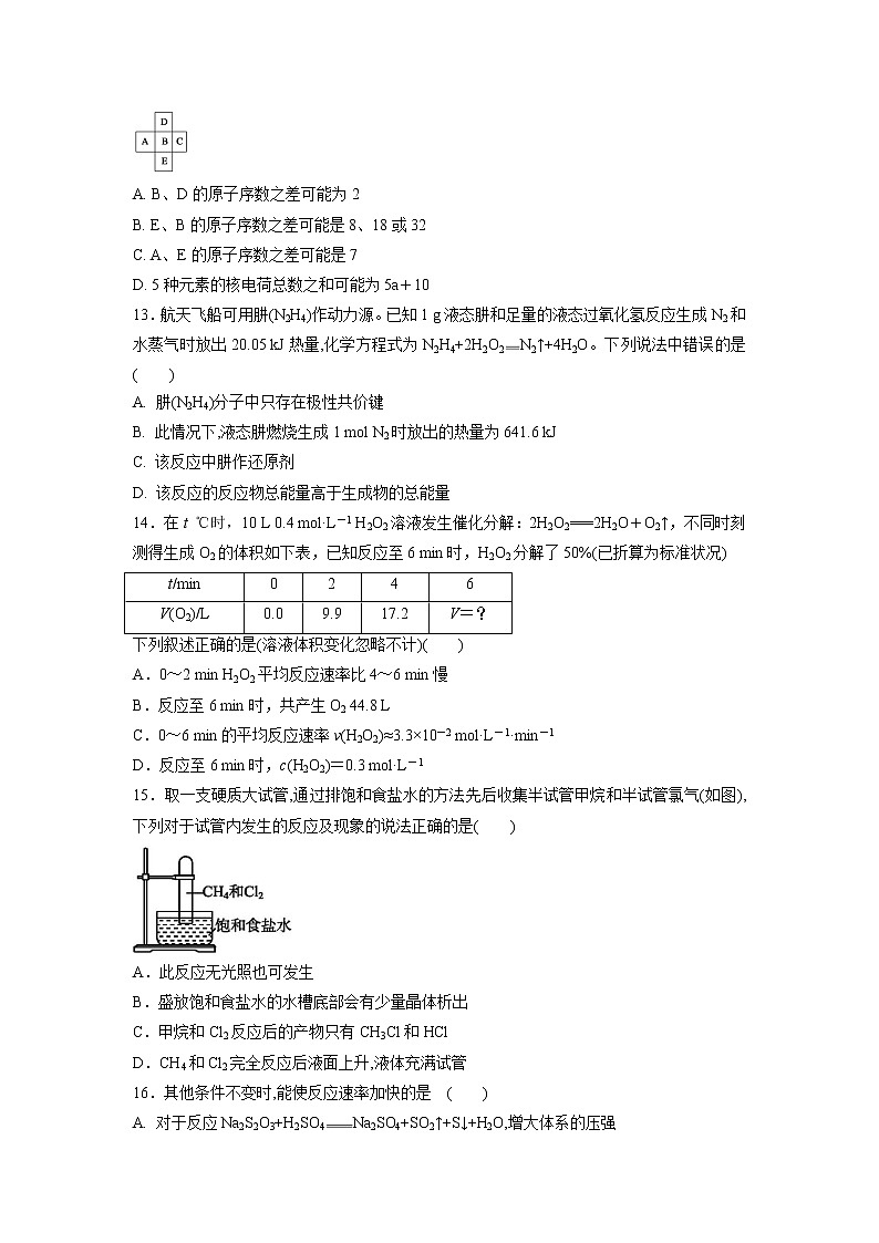 【化学】宁夏回族自治区银川一中2018-2019高一下学期期中考试试卷第3页