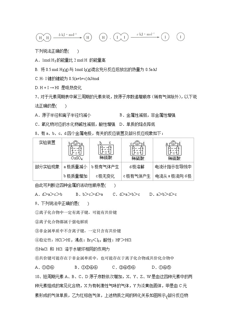 【化学】河南省实验中学2018-2019学年高一下学期期中考试试题02