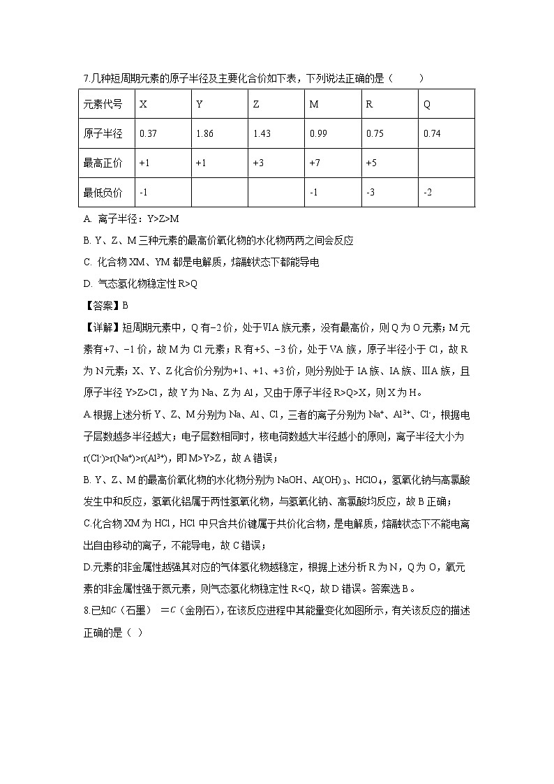 【化学】黑龙江省鹤岗市第一中学2018-2019学年高一下学期期中考试试题（解析版）03