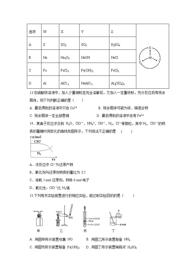 【化学】福建省莆田第六中学2018-2019学年高一下学期期中考试试题（普通班）03