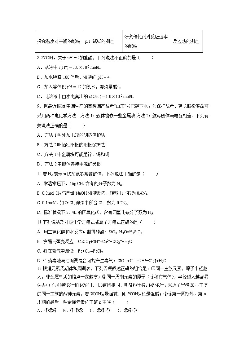 【化学】内蒙古鄂尔多斯市第一中学2018-2019学年高一下学期期末考试试题02