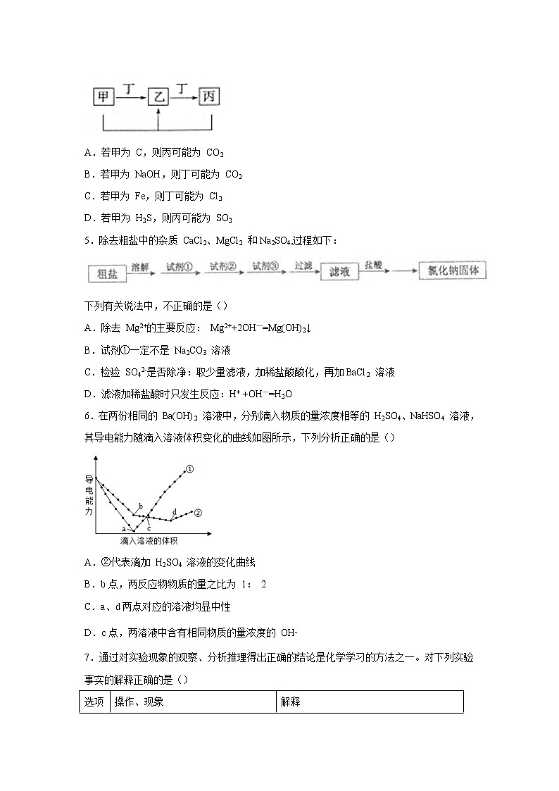 【化学】天津市第一中学2018-2019学年高一下学期期末考试试题02
