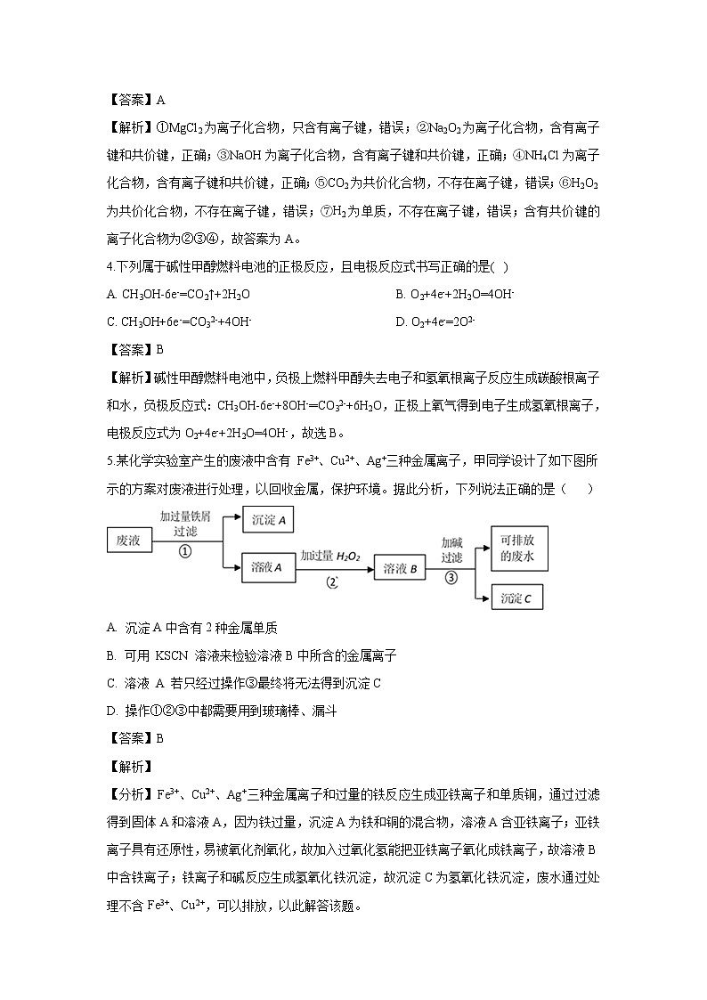 【化学】贵州省思南中学2018-2019学年高一下学期期末考试试题（解析版）02