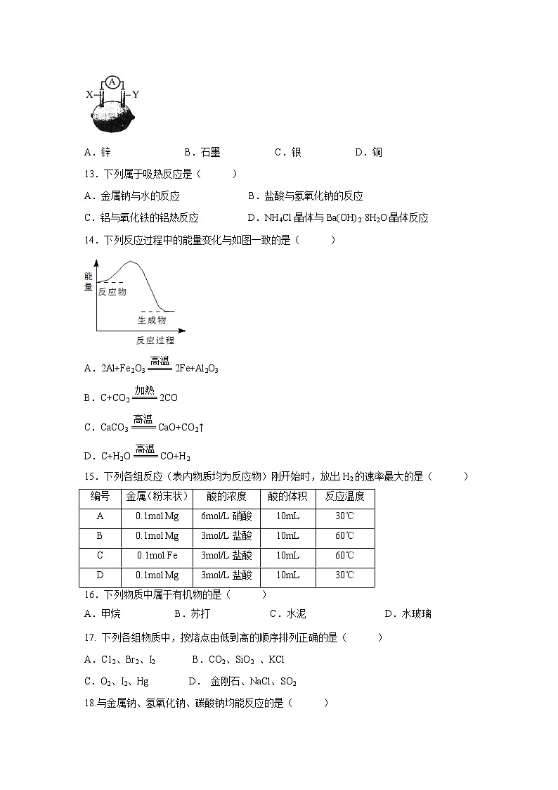 【化学】江苏省震泽中学2018-2019学年高一下学期期末考试试题03