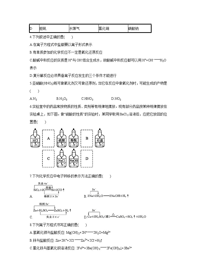 【化学】辽宁省实验中学东戴河分校2019-2020学年高一10月月考试卷02