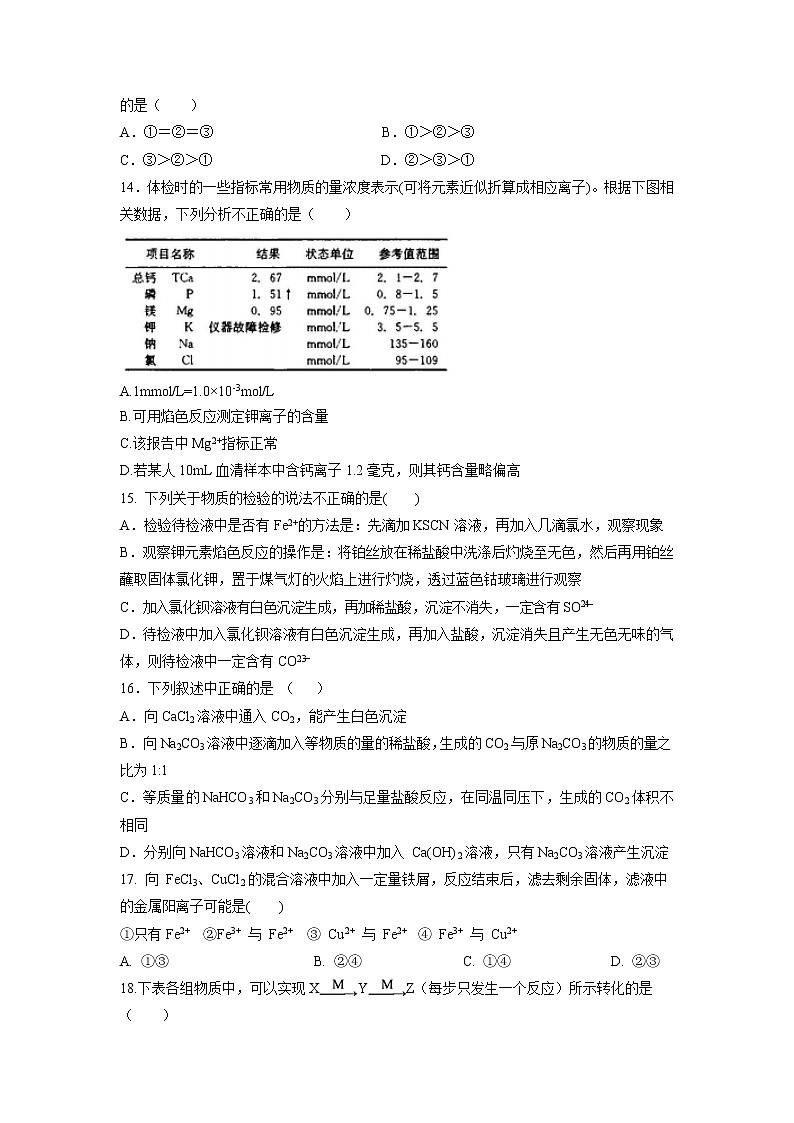 【化学】四川省新津中学2019-2020学年高一12月月考试题03
