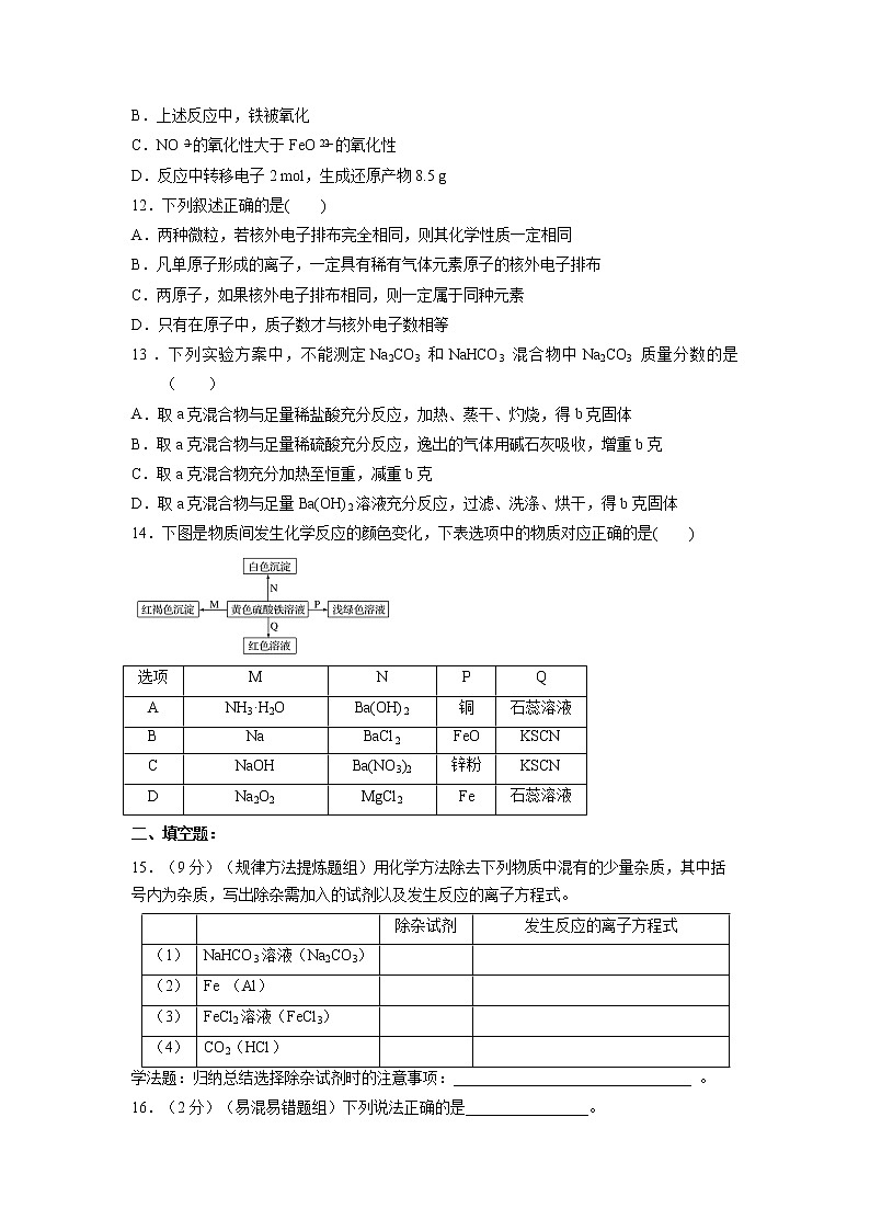 【化学】天津市静海区第一中学2019-2020学年高一12月学生学业能力调研试题03