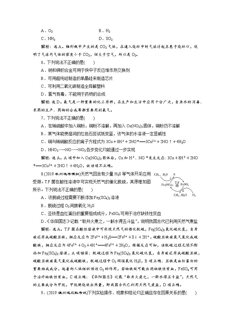 2020届化学高考二轮复习（浙江）非金属及其化合物作业 练习02