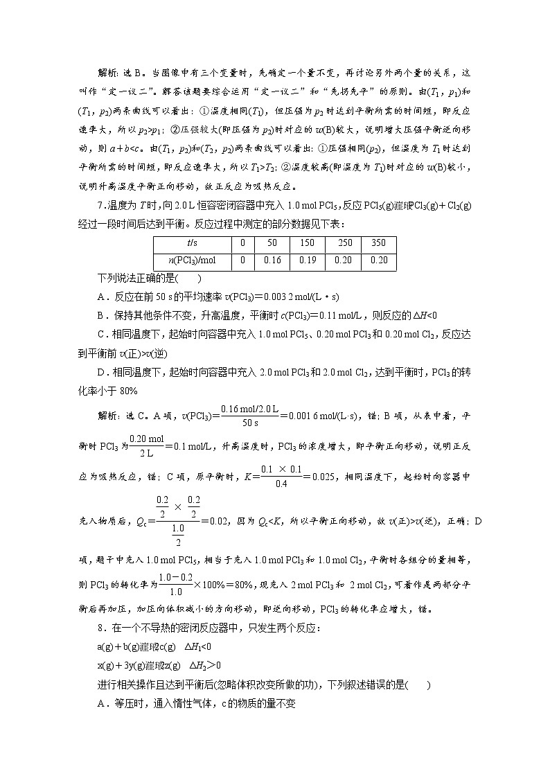 2020届化学高考二轮复习（浙江）化学反应速率和化学平衡作业 练习03