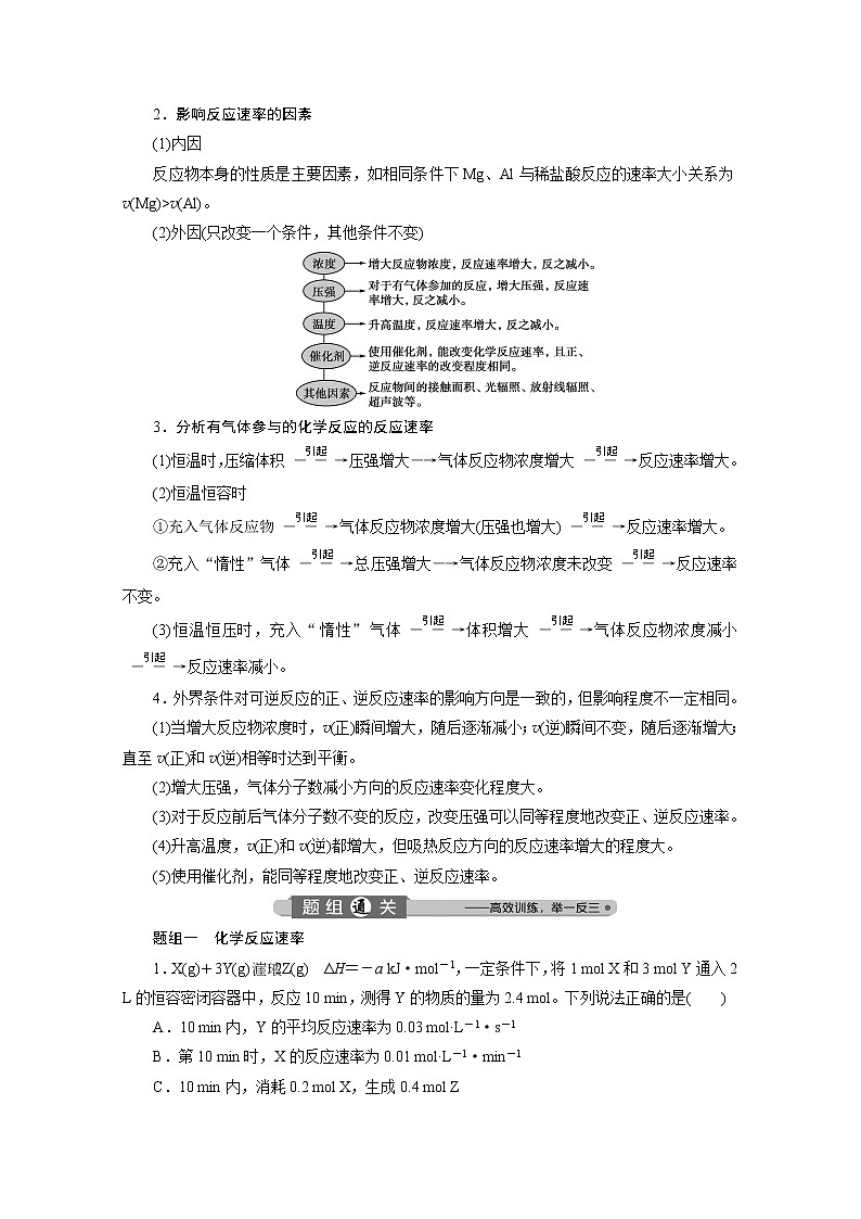 2020届化学高考二轮复习（浙江）化学反应速率和化学平衡学案02