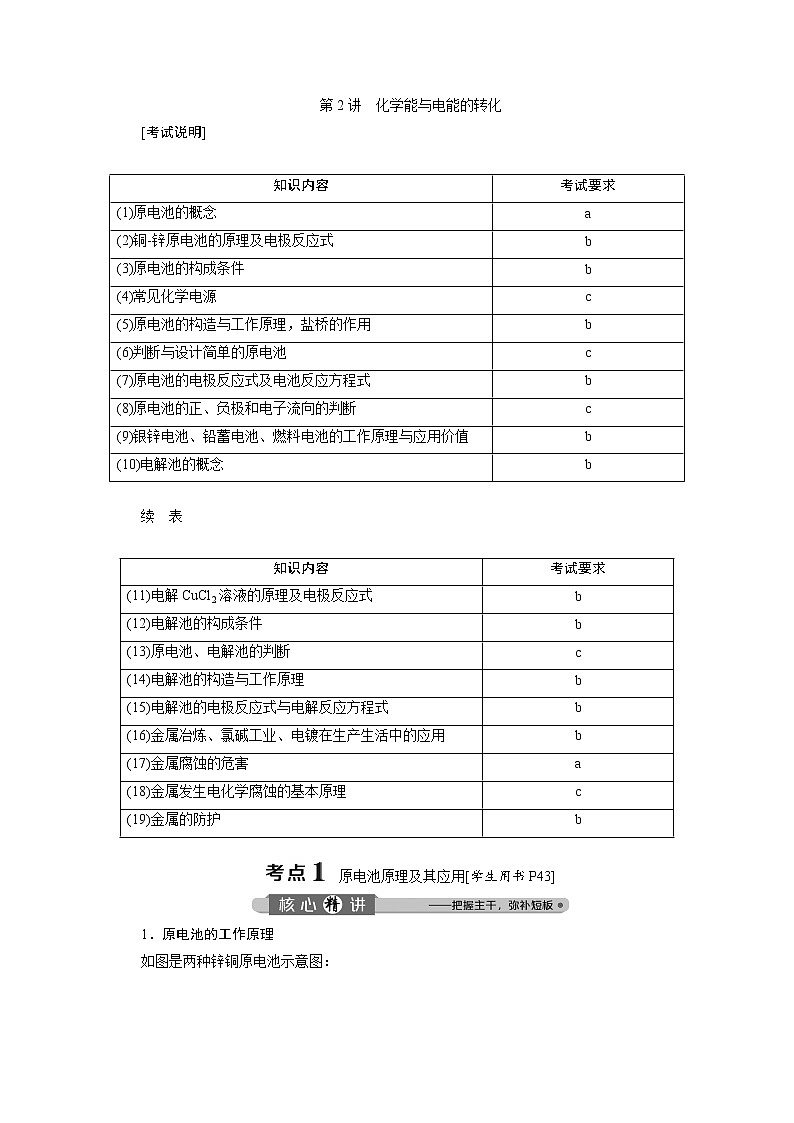 2020届化学高考二轮复习（浙江）化学能与电能的转化学案01