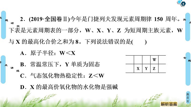 2020届高考化学二轮复习物质结构与元素周期律课件（99张）08