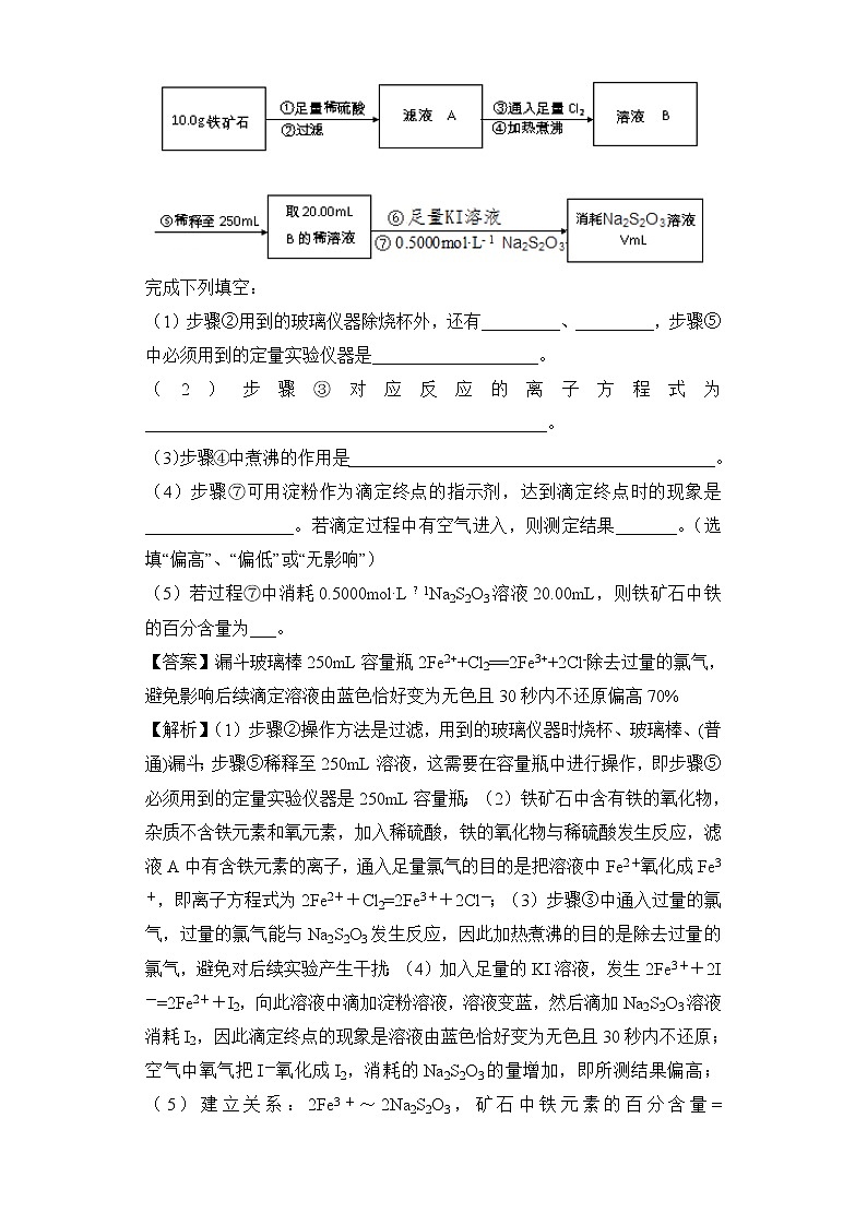 2020届高考化学二轮复习物质含量的测定作业第3页