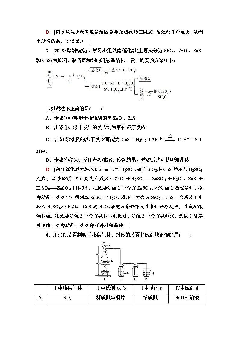 2020届高考化学二轮复习元素及其化合物作业 练习02