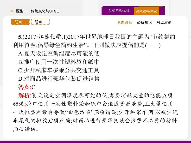 2020届高考化学二轮复习传统文化与STSE课件（27张）08