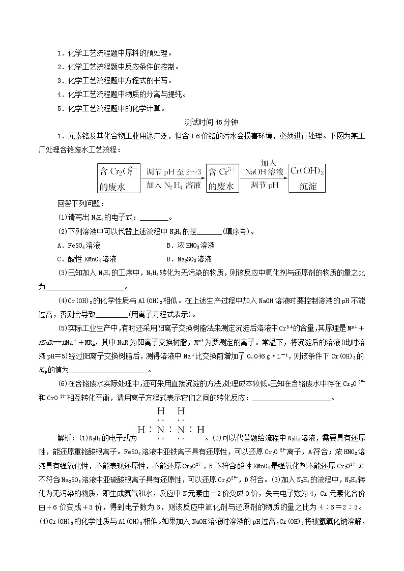 2020届高考化学二轮复习工艺流程作业 练习01