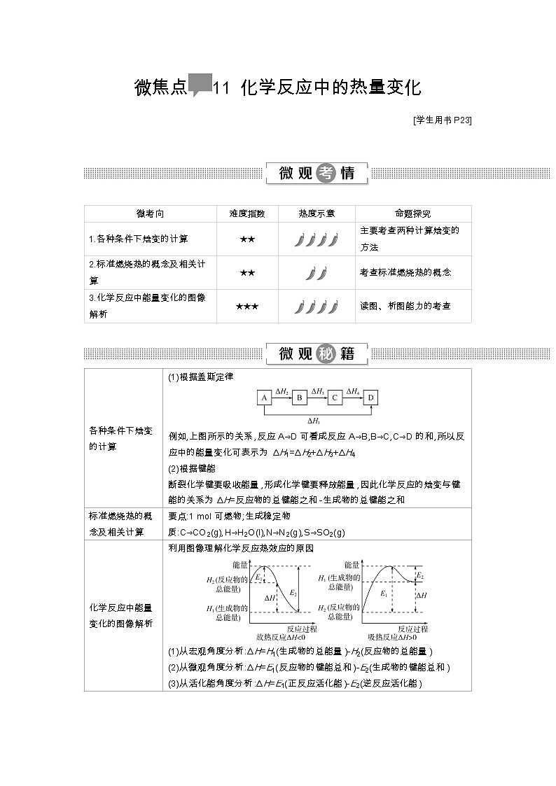 2020届高考化学二轮复习化学反应中的热量变化学案01
