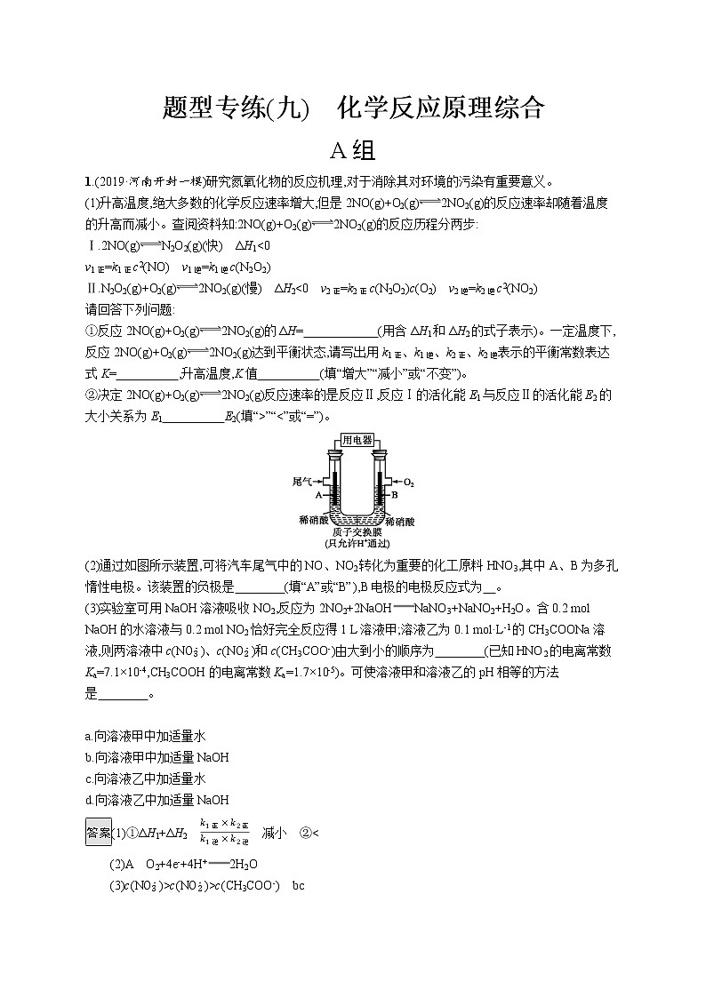 2020届高考化学二轮复习化学反应原理综合作业 练习01