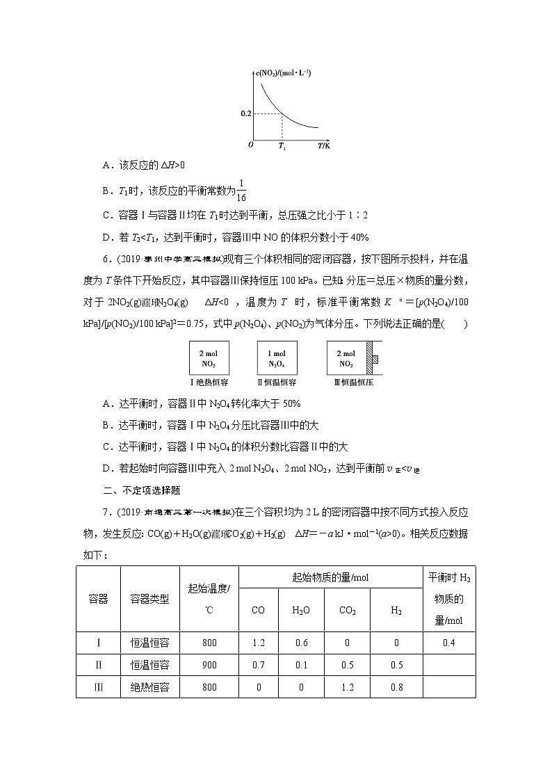 2020届高考化学二轮复习化学平衡的移动 作业 练习03