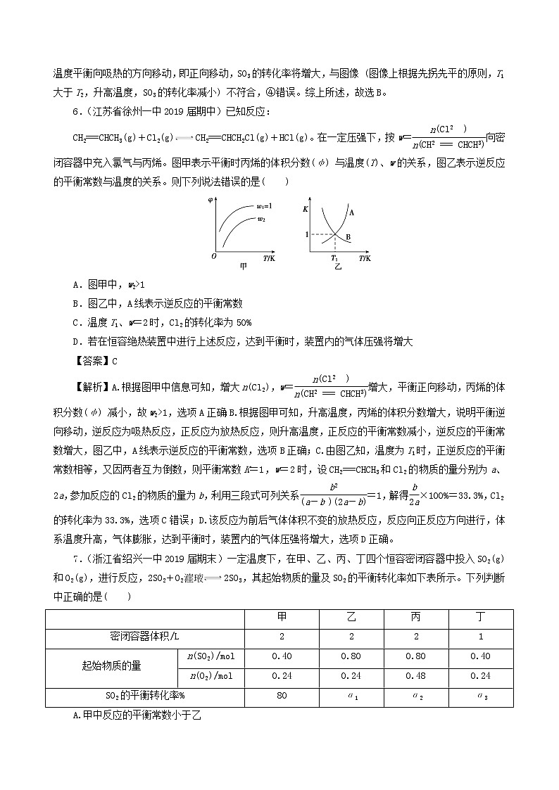 2020届高考化学二轮复习化学平衡常数化学反应进行的方向作业 练习03