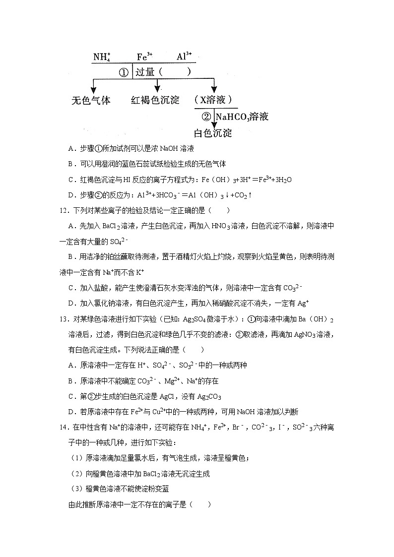 2020届高考化学二轮复习离子反应作业 (3)第3页