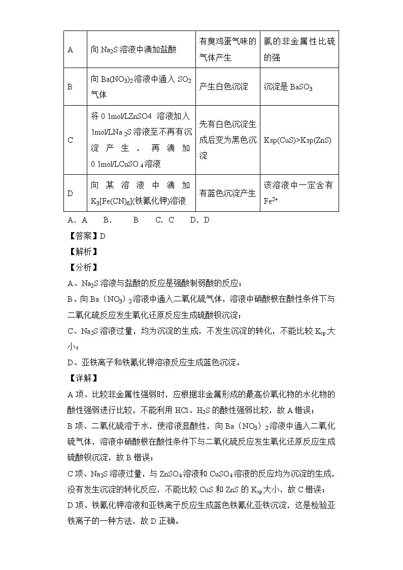 2020届高考化学二轮复习难溶电解质的溶解平衡作业 练习02