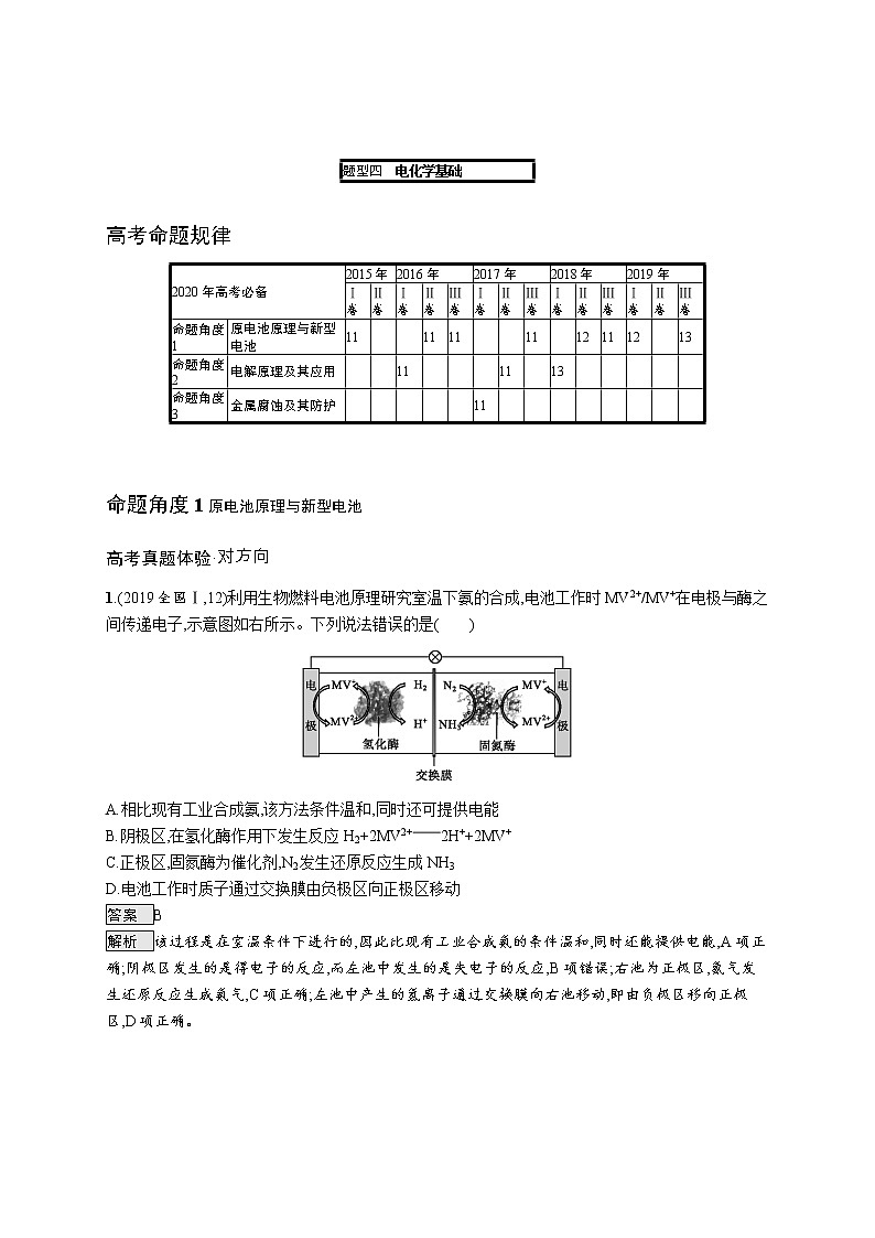 2020届高考化学二轮复习电化学基础学案01
