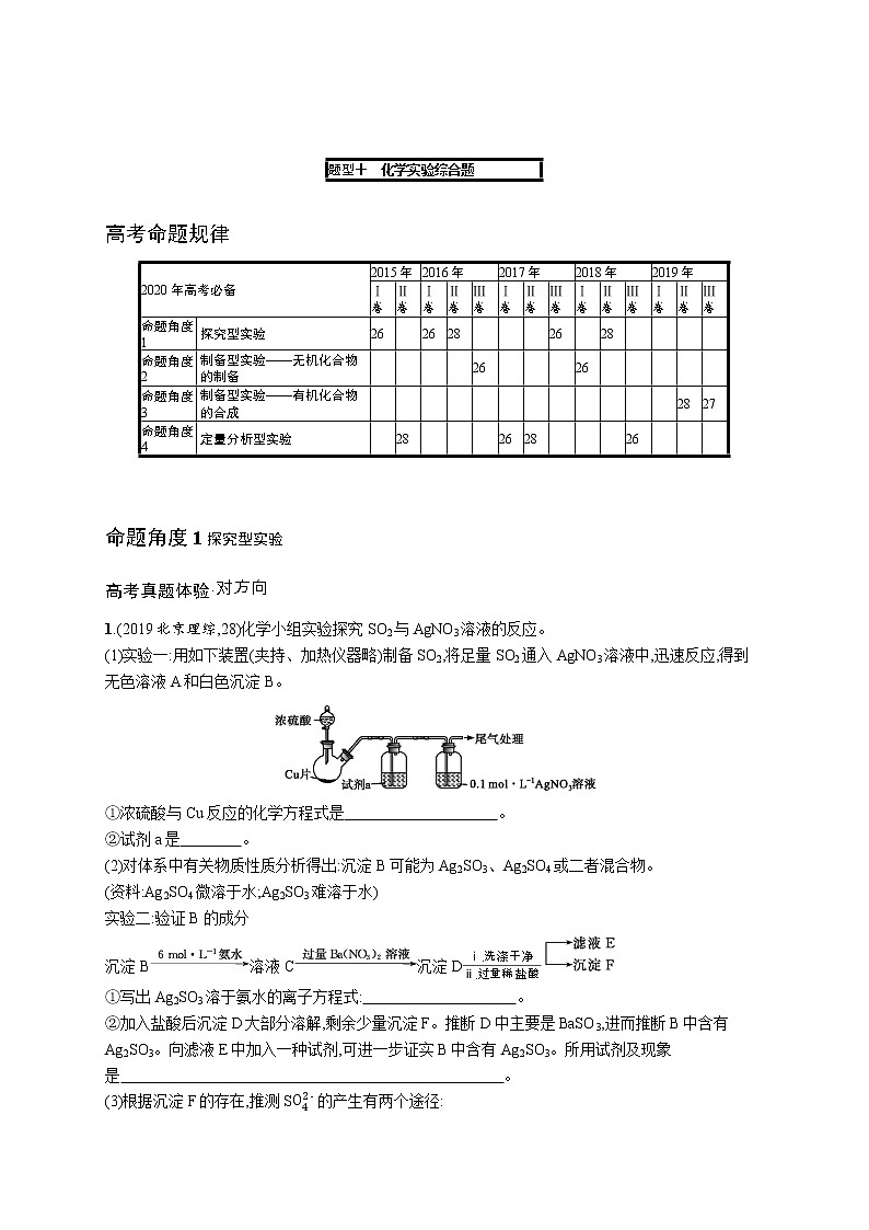 2020届高考化学二轮复习化学实验综合学案01