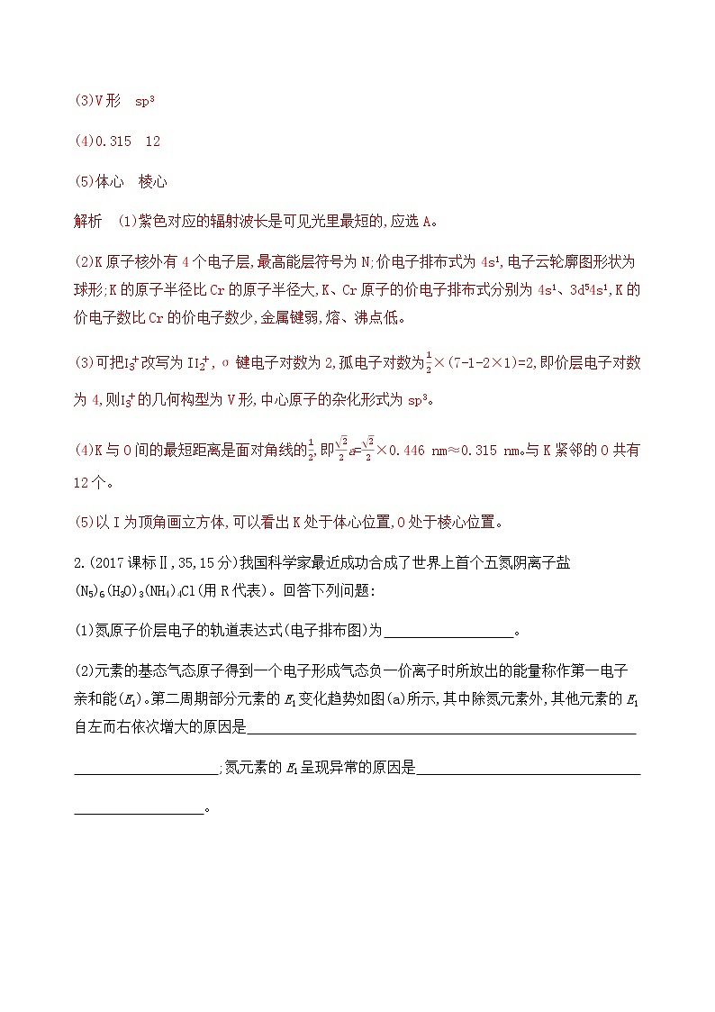 2020届二轮复习 专题十一　物质结构与性质(选考) 作业02