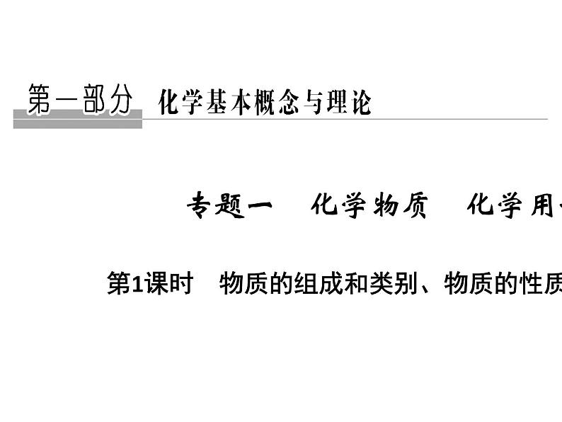 2020届二轮复习 物质的组成和类别、物质的性质和变化 课件（21张）（浙江专用）01