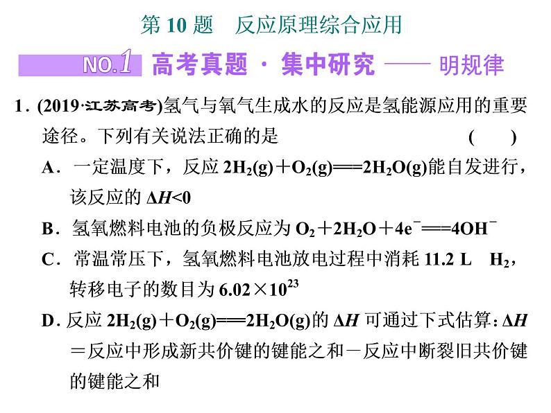 2020届二轮复习 反应原理综合应用 课件（53张）（江苏专用）01