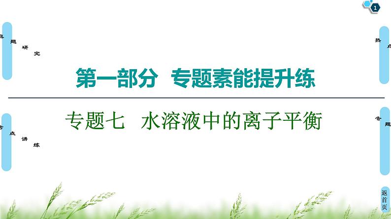 2020届二轮复习 第1部分 专题7  水溶液中的离子平衡 课件（191张）第1页