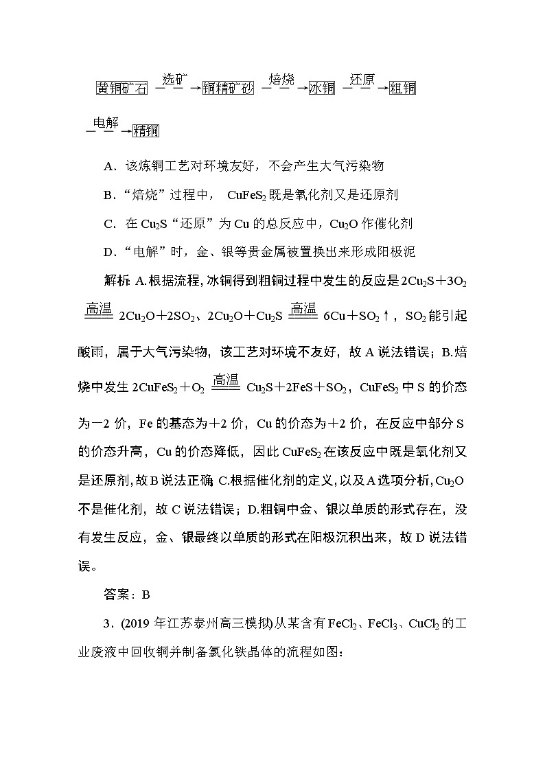 2020届二轮复习 化学工艺流程选择题 作业（全国通用）02