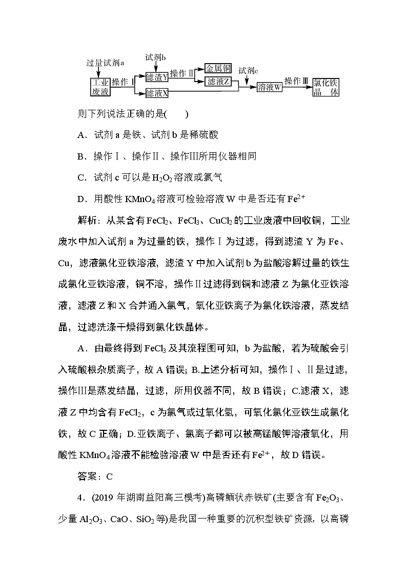 2020届二轮复习 化学工艺流程选择题 作业（全国通用）03