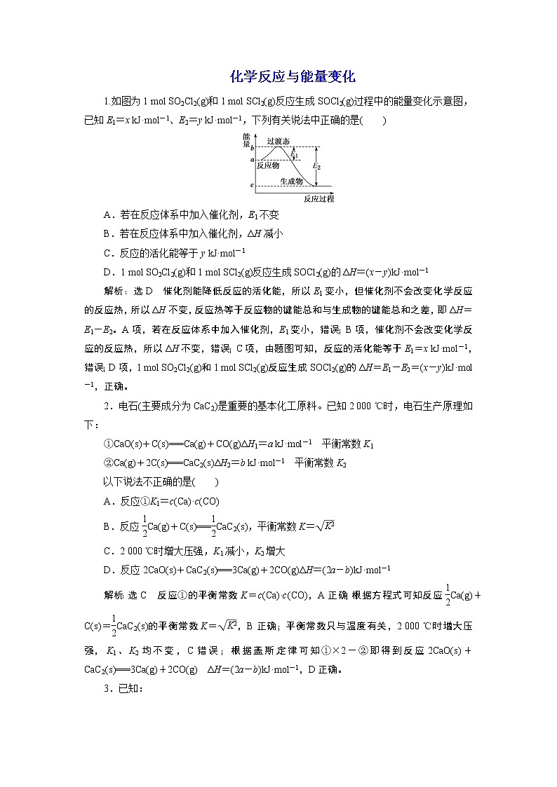 2020届二轮复习 化学反应与能量变化 作业（江苏专用） 练习01