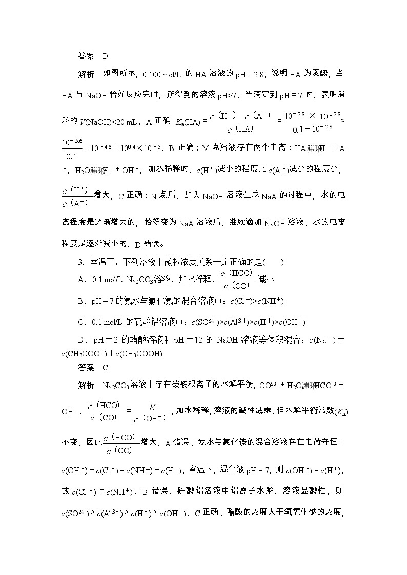 2020届二轮复习 水溶液中的离子平衡 作业（全国通用） 练习02