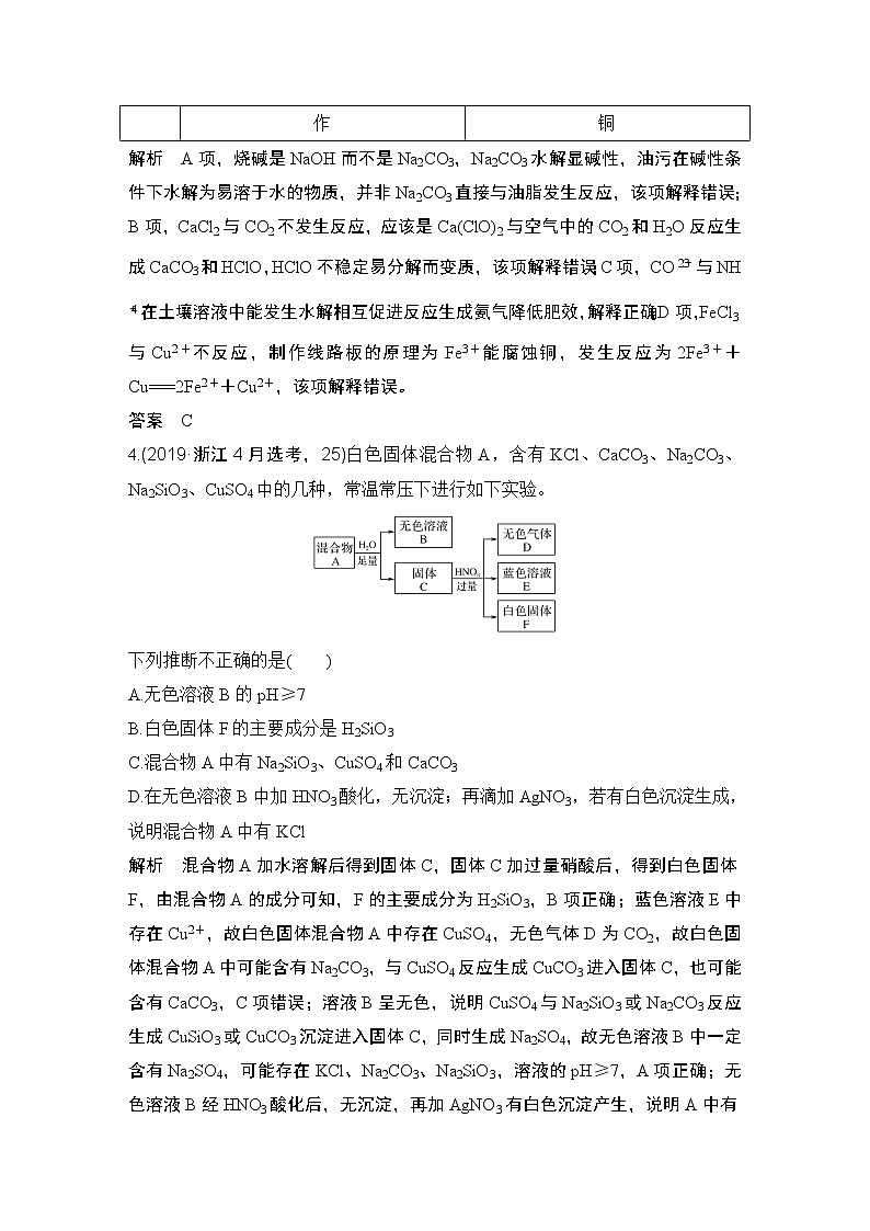 2020届二轮复习 元素化合物 作业（全国通用） 练习02