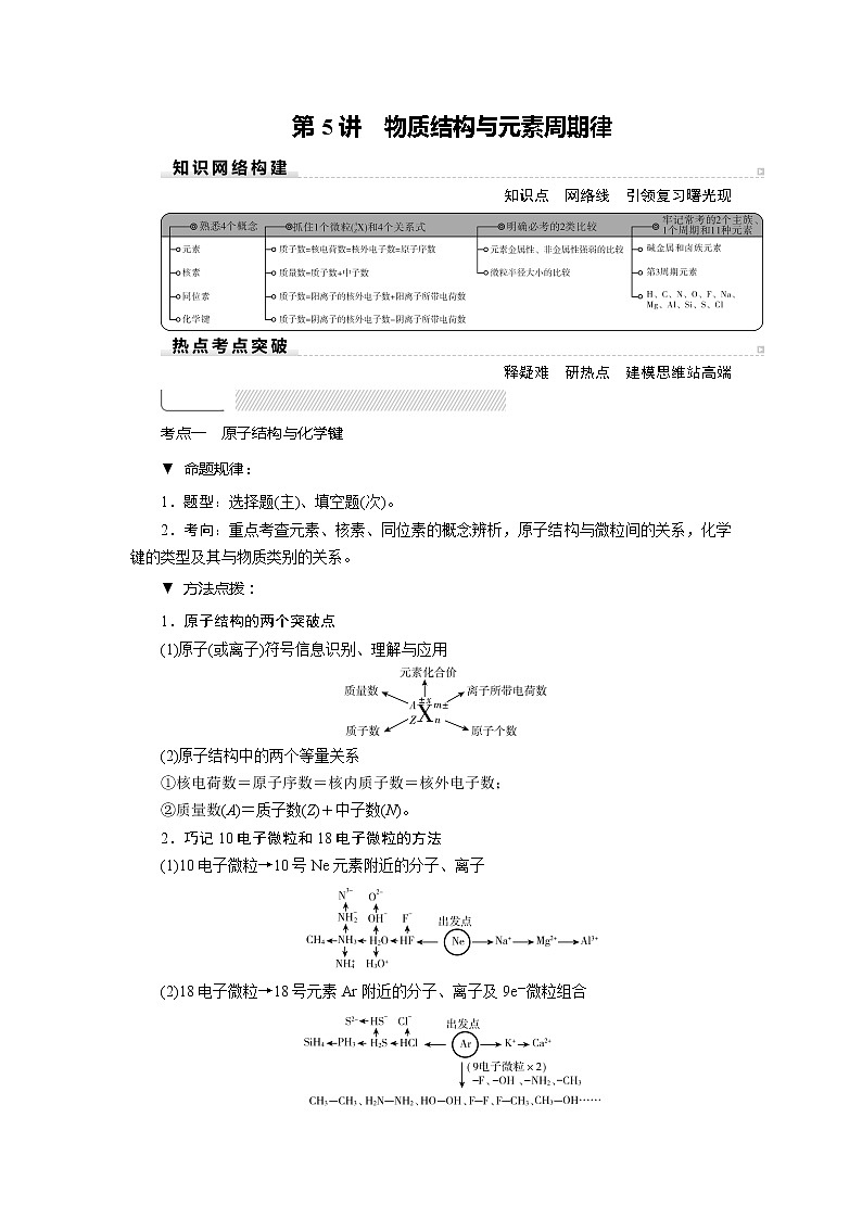 2020届二轮复习 物质结构与元素周期律 学案（全国通用）01