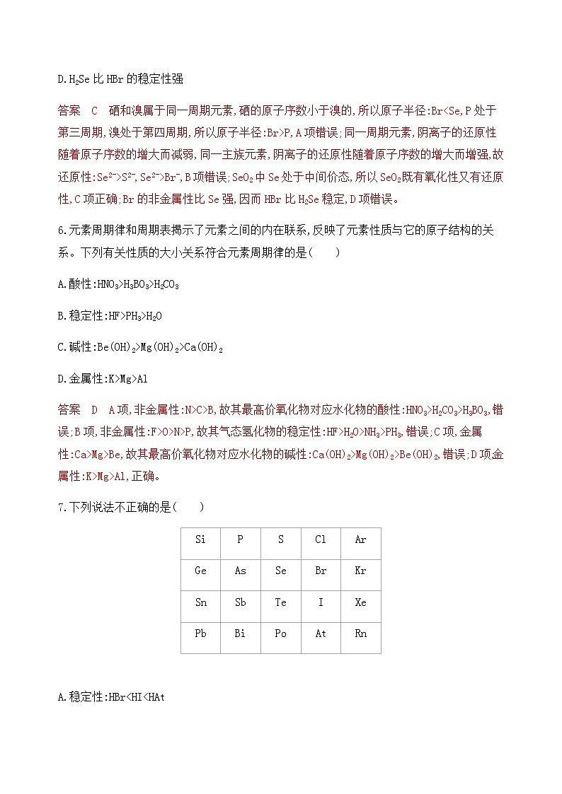 2020届二轮复习 第11题　元素推断与元素周期律综合判断 作业03