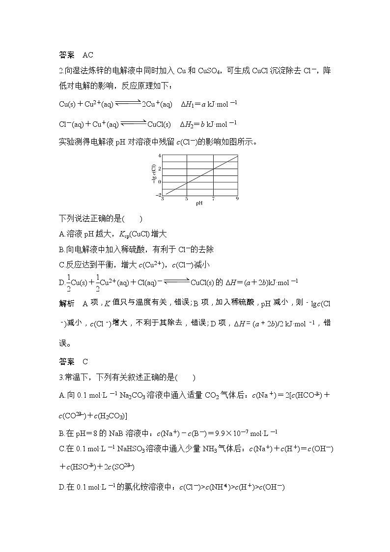 2020届二轮复习 电解质溶液 作业（全国通用） (2) 练习02