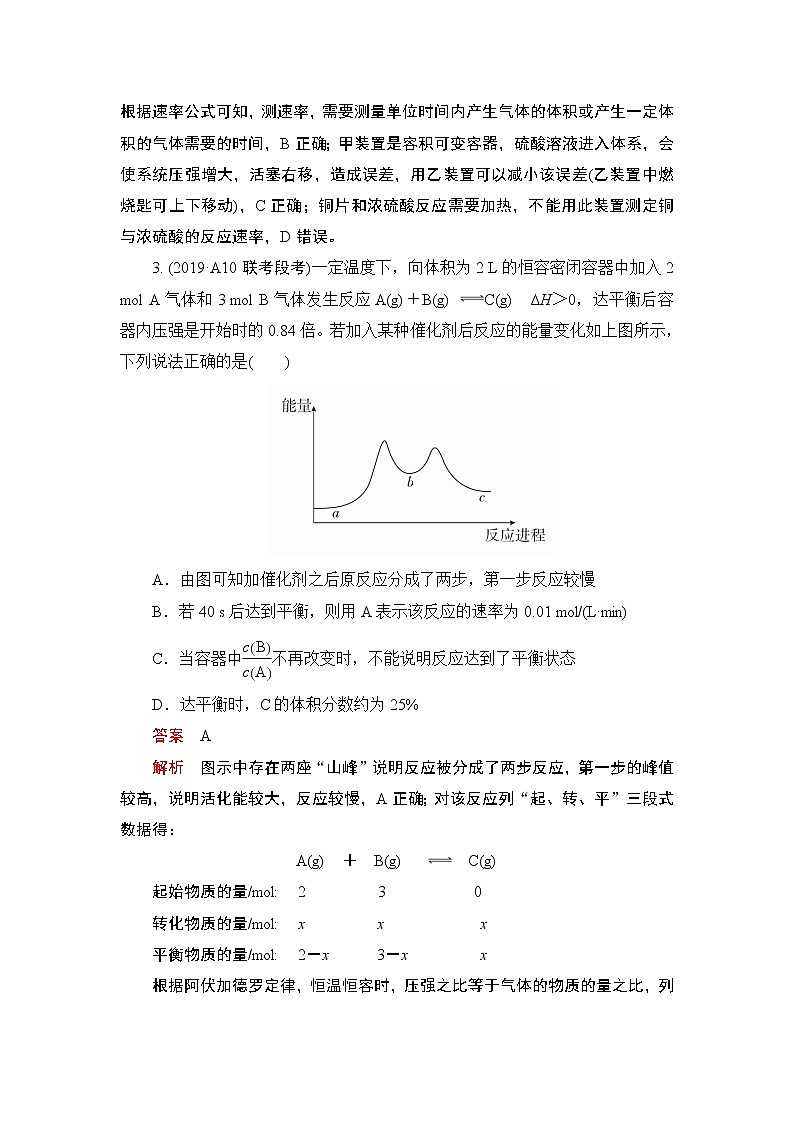 2020届二轮复习 化学反应速率和化学平衡 作业（全国通用） (2) 练习02