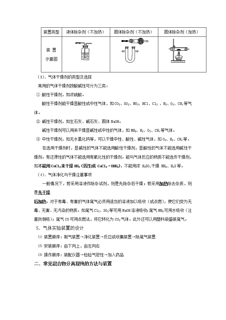 2020届二轮复习 常见气体的制备与物质的分离、提纯和检验 学案（全国通用）03