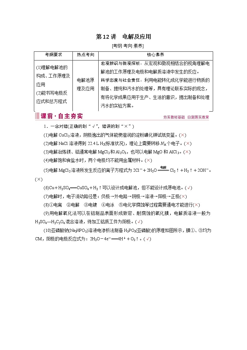 2020届二轮复习 电解及应用 学案（全国通用）01