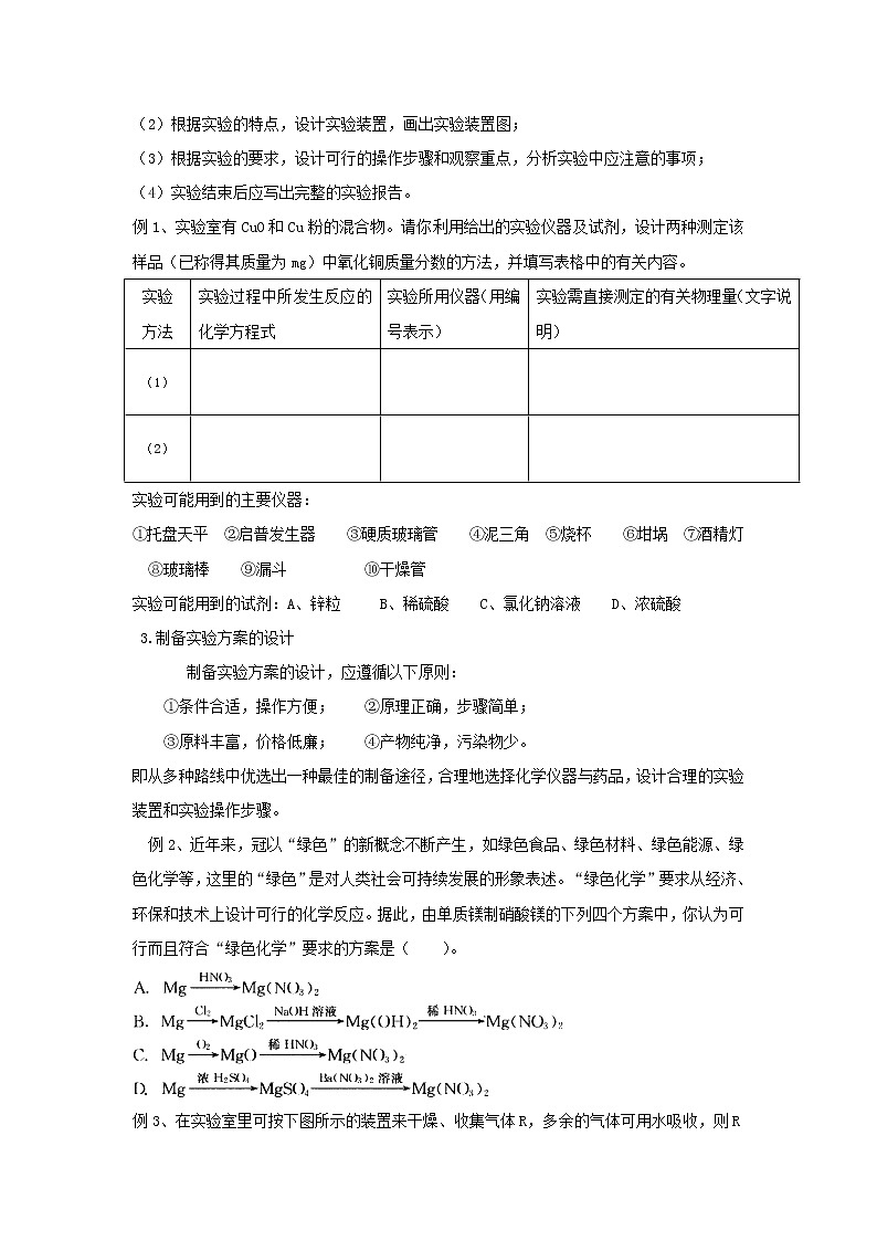 2020届二轮复习 化学实验方案的设计与评价 学案（全国通用）02