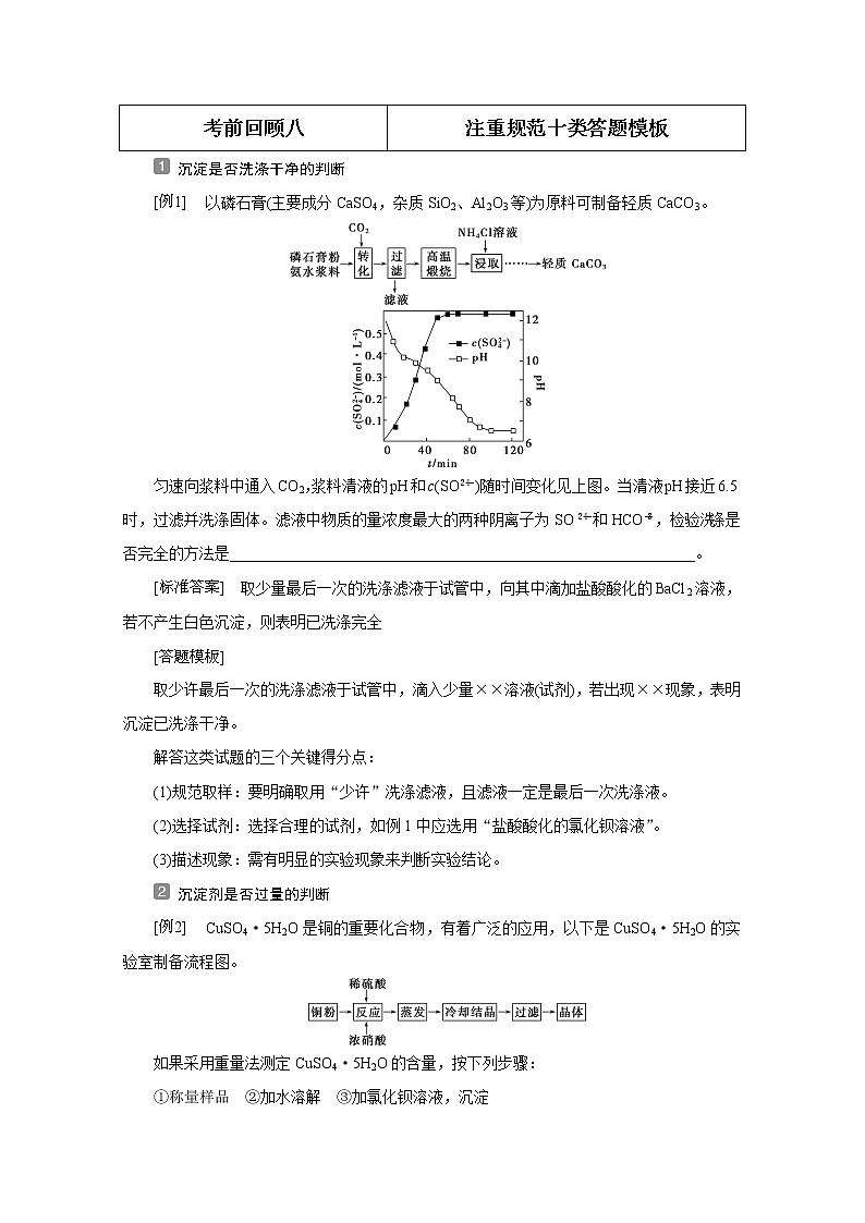 2020届二轮复习 考前回顾八 注重规范十类答题模板 学案（全国通用）01