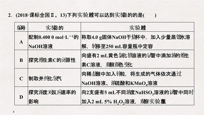 2019届二轮复习 实验基本操作及操作—现象—结论的判断 课件（67张）（全国通用）04