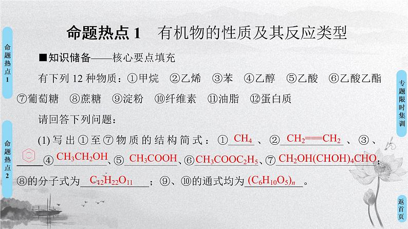 2019届高考化学二轮复习常见有机化合物课件（59张）03