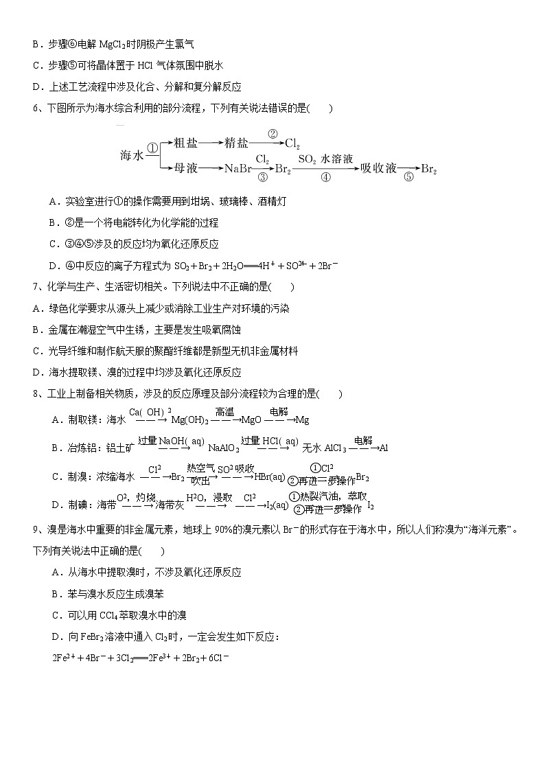 2019届高考化学二轮复习海水资源的开发利用作业 练习02