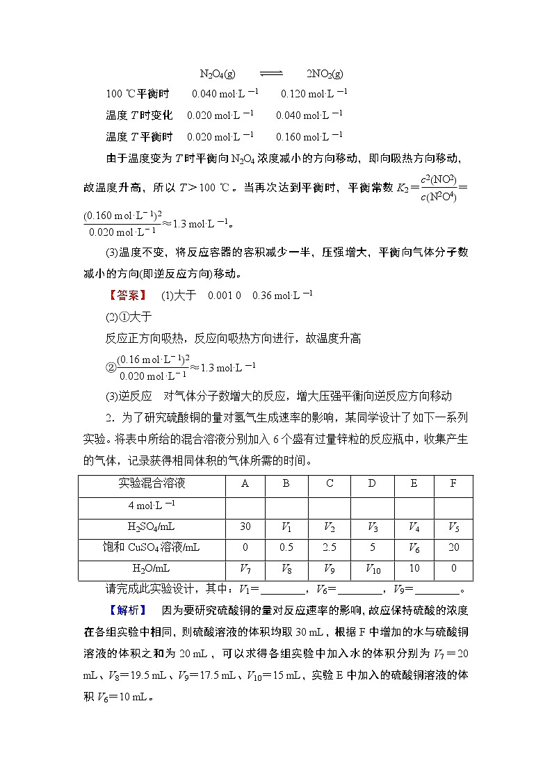 2019届高考化学二轮复习化学反应速率和化学平衡作业 练习02