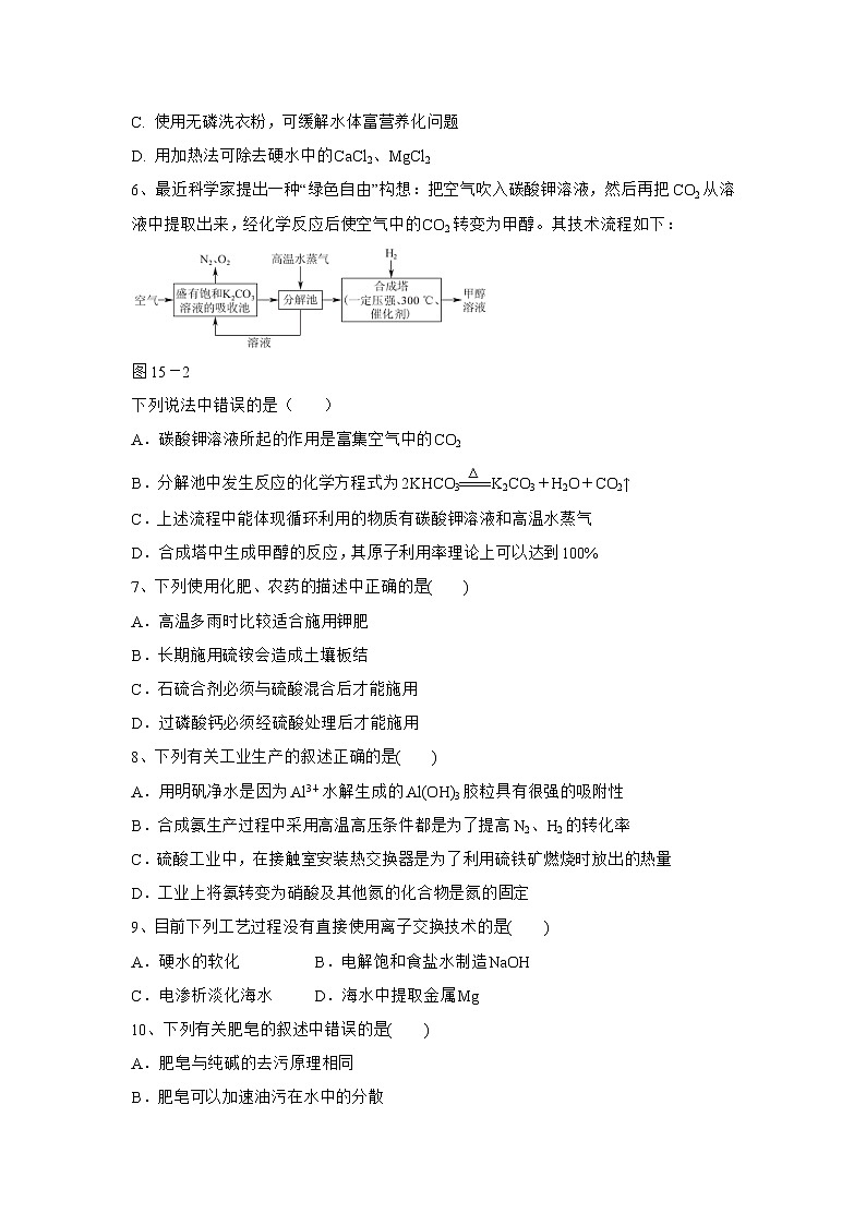 2019届高考化学二轮复习化学与技术作业 练习02